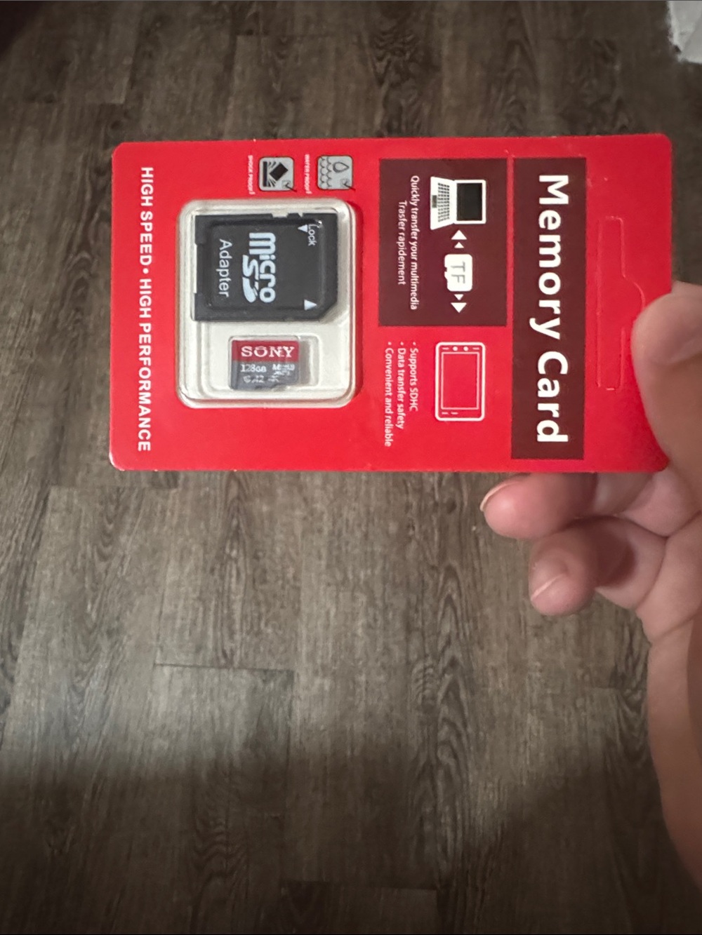 Sony Red and Black microSD Card with SD Adapter